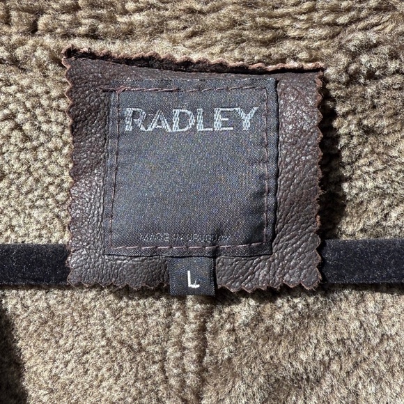 Men’s Radley Brown Leather Coat with Shearling Lining. Size Large - Picture 4 of 10
